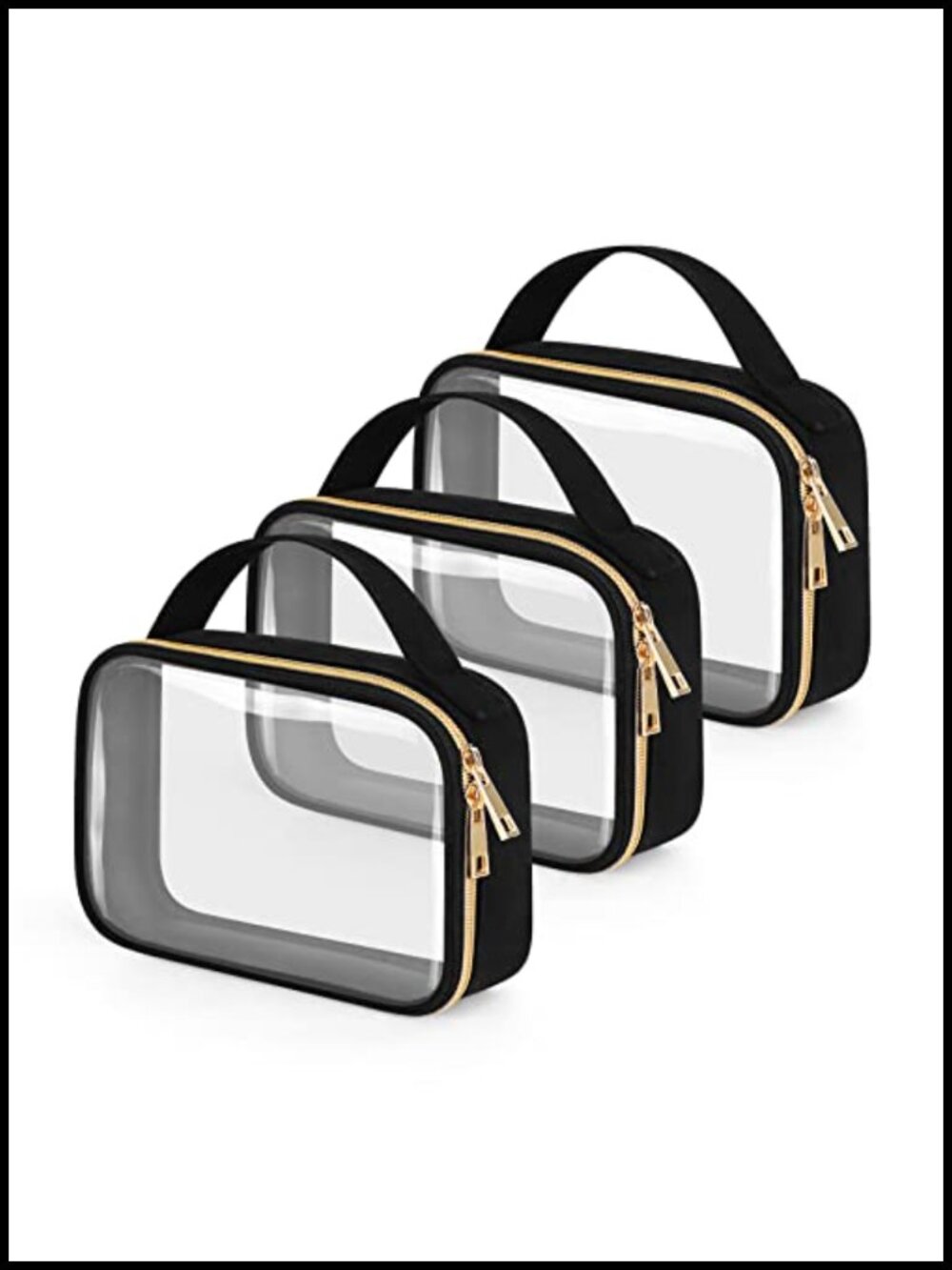 TSA Approved Quart Size Clear Toiletry Bag with Handle, Waterproof PVC Travel
